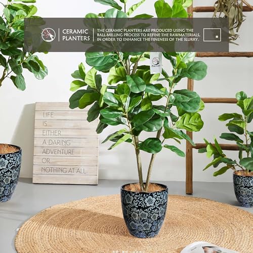10 inch Plant Pot，Ceramic Plant pots，Ceramic Planter for Indoor Plants Outdoor,Mid-Century Modern Home Decor, Modern Flower Pot, Large Plant Pot with Drainage Hole - Image 4