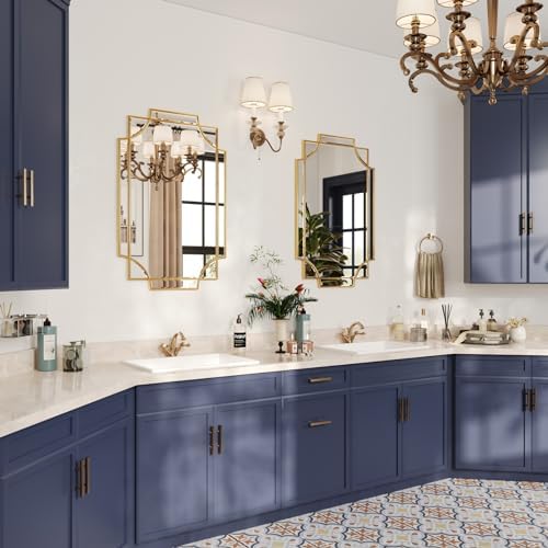 Kelly Miller 24"x36" Gold Foil Scalloped Edge Decorative Vanity Wall Mirror - Image 5