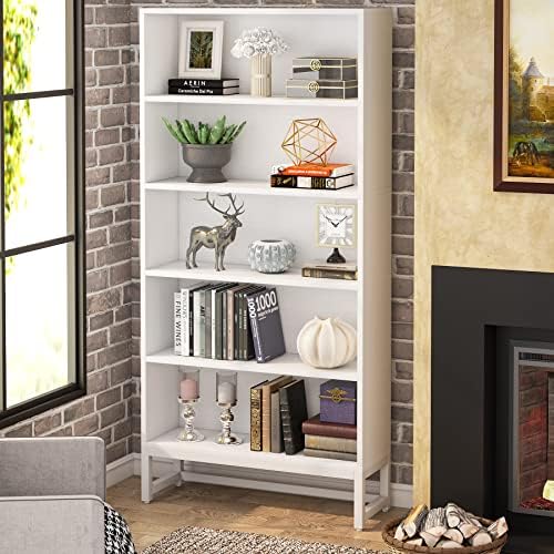 Tribesigns Tall Bookcase and Bookshelf, 70.8” Large Bookcases Organizer with 5-Tier Storage Shelves, Heavy Duty Free-Standing Library Bookshelf Shelving Unit for Living Room, Bedroom, Office (White) - Image 3