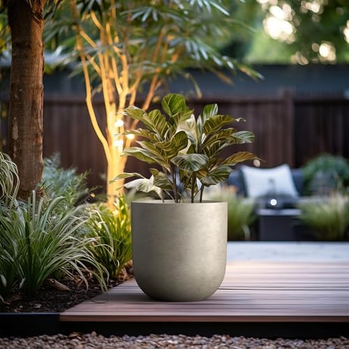 Kante Large Round Capsule Weathered Concrete Planter 16.5" Dia, Outdoor - Image 5