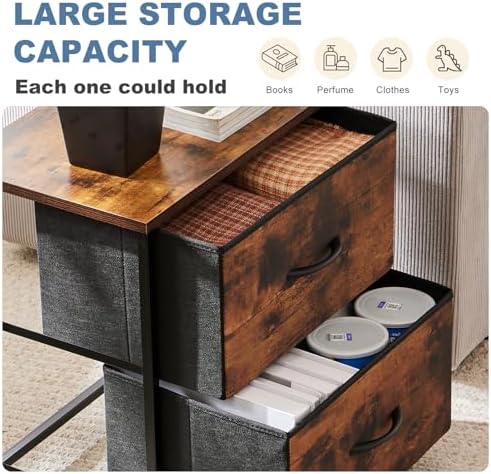 DUMOS Night Stand Small Dresser for Bedroom with 2 Drawers, Bedside Table - Image 4