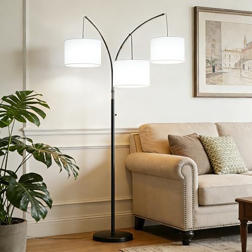 Floor Lamp with Remote, 3 Light Arc Floor Lamps for Living Room by Vanzbon