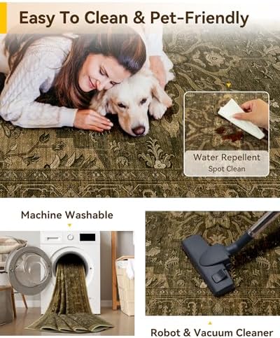 RELEANY Washable Area Rug, Square 10'x10', Brown/Dark Brown - Image 6
