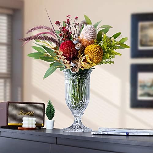 Joeyan 13" Glass Urn Vase,Tall Centerpiece with Ripple Diamond Pattern - Image 6