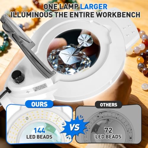 KIRKAS LED Magnifying Lamp with Clamp, 2,200 Lumens Dimmable 28in 12X 30X - Image 3