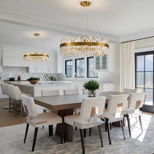 Gold Modern Oval Crystal Chandelier, 24-Lights Luxury Chandeliers Modern 2-Tiers K9 Crystal Chandelier Pendant, Light Fixture G9 Lights for Dining Living Room Entryway Kitchen Dia 30 inch - Image 7