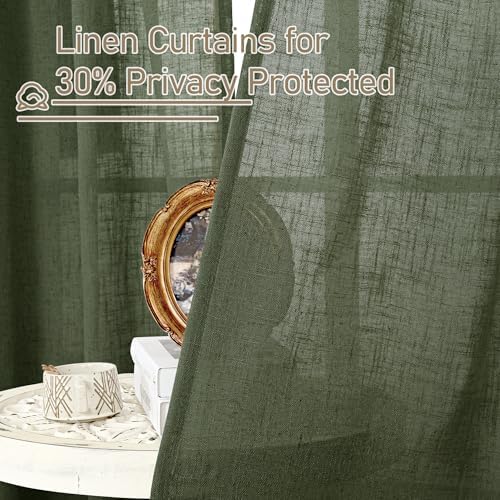 LAMIT Extra Wide Linen Curtains for Bedroom Living Room 60 x 84 Inch - Image 5