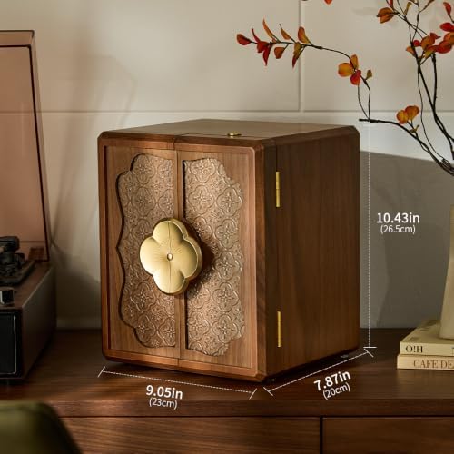 Lockable Walnut Jewelry Box with Key, 5-Layer Jewelry Storage Box - Image 6