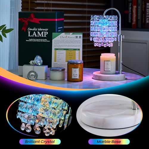 Candle Warmer Lamp with Timer Dimmer Adjustable Height for New Home Bedroom,Vintage Home Decor for Scented JaR 3 Bulbs for New Home Decor, Women Mom Christmas Birthday Gifts,RGB Silver (RGB Silver) - Image 3