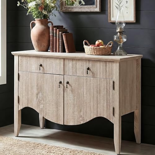 FUSUNBAO 40" Fluted Buffet Cabinet, Sideboard Credenza with Drawer,Walnut by FUSUNBAO