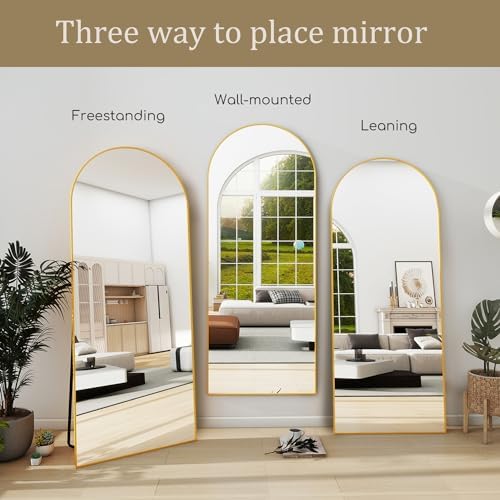 70''x26'' Full Length Mirror, Large Arched Floor Mirror with Stand, Oversized Wall Mirror, Full Body Mirrors Standing Leaning for Living Room, Bedroom (Gold) - Image 6