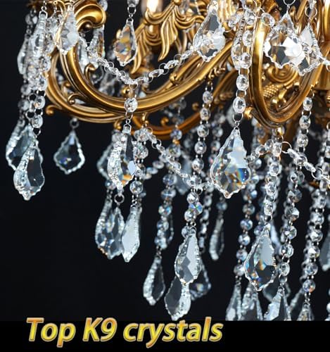 24-Light Antique Gold Crystal Chandelier, Extra Large Luxury Candle Chandelier Lighting Fixture for High Ceiling Foyer, Grand Entryway Living Room, Oversized D39 H64 - Image 3