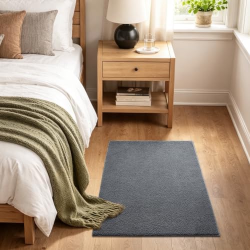 2x3 Dark Grey Solid Area Rug Washable Non-Slip Soft for Entryway Front Door - Image 3