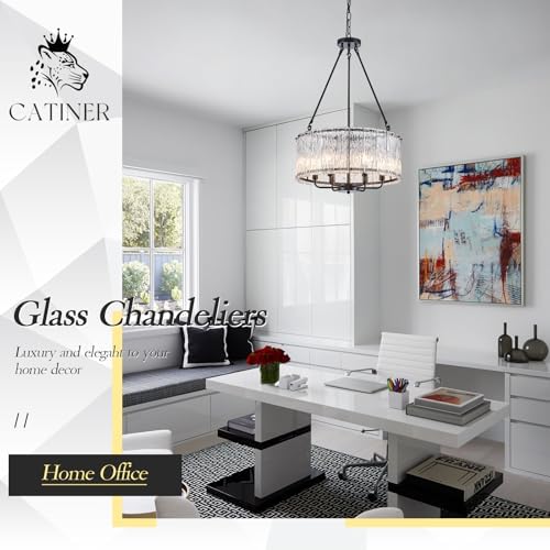 CATINER Modern 20" Crystal Glass Chandelier 6-Light Black Chandeliers - Image 7