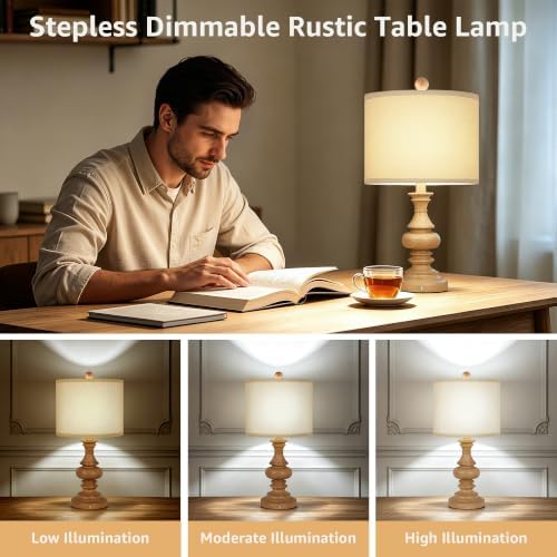 ShineTech Cordless Rechargeable Table Lamps, Rustic Bedside Lamp Set of 2 - Image 3