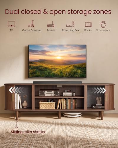 VASAGLE 70 Inch TV Stand, Mid Century Entertainment Center with Storage - Image 3