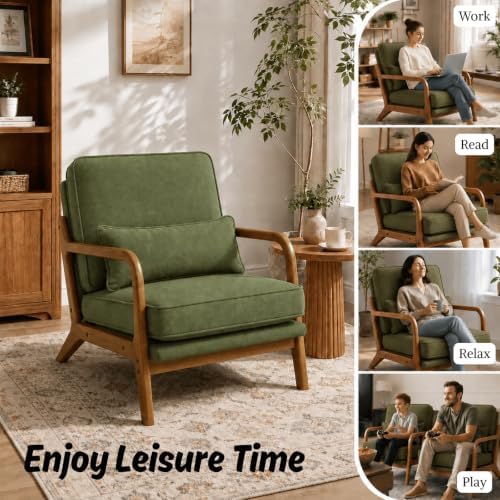 Karl home Mid-Century Modern Accent Reading Chair, Green - Image 4