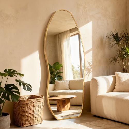 Dorlicecass Mirror Full Length - Irregular Full Body Mirror Standing or Leaning or Wall Hanging 63"x 24" Asymmetrical Aviation Aluminum Alloy Frame Unique for Bedroom, Living Room, Cloakroom, Entryway - Image 2