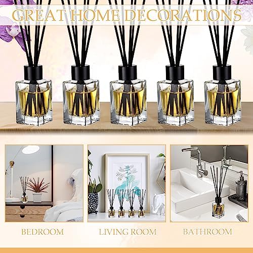 Umigy 50 Set Glass Diffuser Bottles Reed Diffuser Empty Jars Clear Fragrance Bottle with Black Caps 50ml 1.7 oz Essential Oil Jars for DIY Fragrance - Image 5