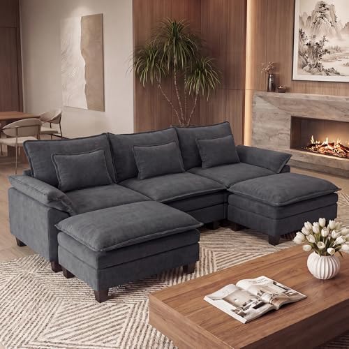 URRED Oversized Modular Sectional Sofa，Dark Gray：122" U Shaped by URRED