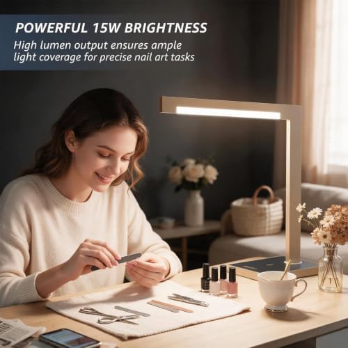 2-Pack Aluminum Desk Lamp with Charging Station,15W Table Lamp - Image 3