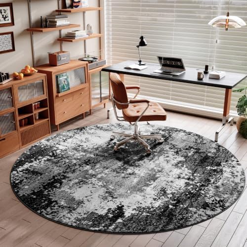 Black Round Rug 4ft Washable Circle Area Rugs for Entryway Kitchen - Image 2