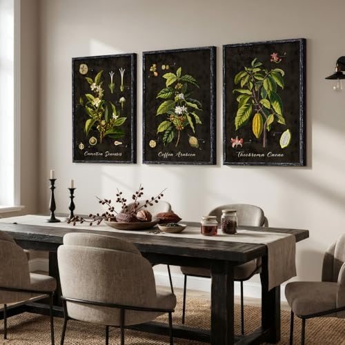 Large Vintage Framed Botanical Wall Art for Living Room, 3 Piece 24x36 Inch - Image 2