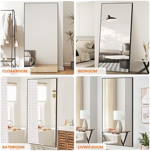 TRAHOME Full Length Floor Mirror 75"x35", Large Standing Body Mirror, Black - Image 3
