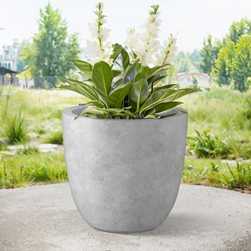 Kante Pale Gray Concrete Planter 18" Dia All-Weather Round Large Pot - Image 4