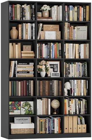 HOSTACK 86" H Triple Wide Bookshelf and Bookcase, Large Book Shelves, Black by HOSTACK