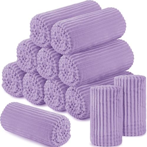Buryeah 12 Pcs Flannel Blankets Bulk,Fall Outdoor Wedding, Pale Purple by Buryeah