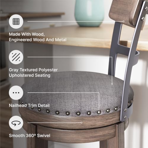 Signature Design by Ashley 1-Piece Swivel Counter Height Bar Stool, Gray - Image 5