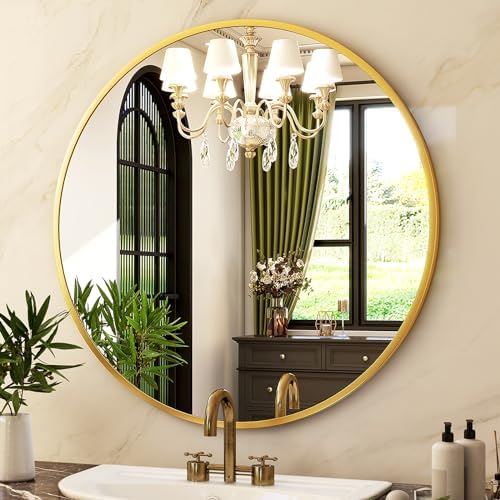 HARRITPURE 24 Inch Round Mirror Gold Circle Bathroom Mirror - Image 4