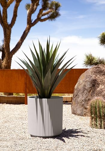 Veradek Demi Series Round Planter for Porch, Patio, Backyard | Durable Plastic-Stone Composite Material | Modern Décor for Tall Plants, Flowers - Image 6