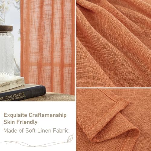 LAMIT Burnt Orange Linen Curtains 30 Inch Length for Cafe Kitchen Window - Image 6
