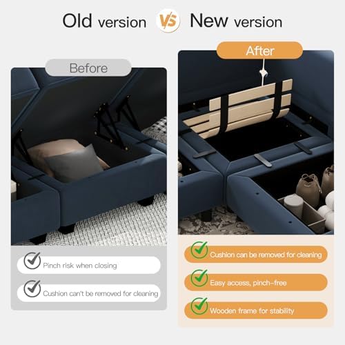 Belffin Modular Sectional Sofa with Storage Chaises Sectional Sleeper Sofa Couch 8 Seat Sectional Bed Blue - Image 4