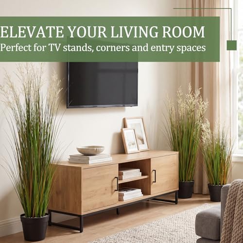 Jexine 3 Pcs 3/4/5 ft Tall Artificial Grass Plant Potted Artificial Greenery Floor Plants Faux Pampas Grass Tall in Pot for Housewarming Gift House Garden Bathroom Lobby Outdoor Decoration - Image 4