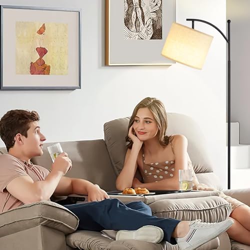 60" Floor Lamp with Remote and Stepless Dimmable Bulb, Deep Beige Shade - Image 4