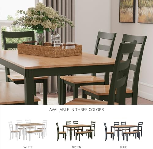 Signature Design by Ashley Gesthaven Dining Table Set with 4 Chairs and Bench, Kitchen Dining Room Furniture Set, Casual Wood Veneer Tops, Green, Light Brown, 36" W x 60" D - Image 7