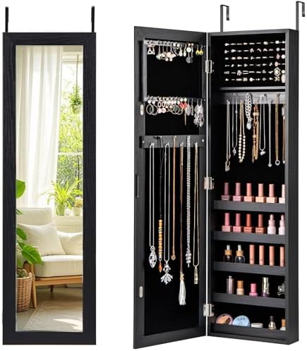 GIANTEX Wall or Door Mounted Jewelry Cabinet with Full Length Mirror by Giantex