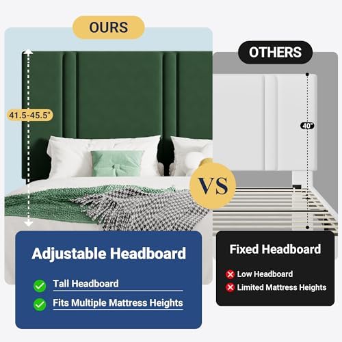 Allewie Queen Platform Bed Frame with Velvet Upholstered Headboard - Image 6