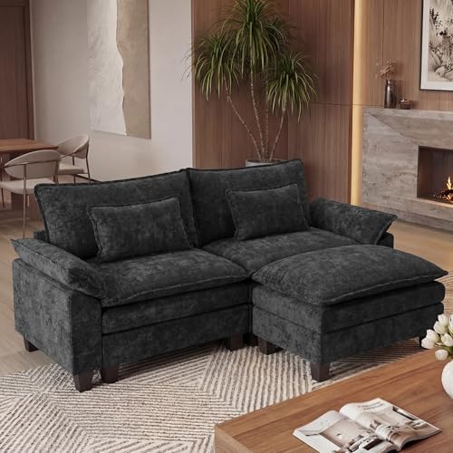 URRED Oversized Modular Sectional Sofa，Black：87" L Shaped by URRED