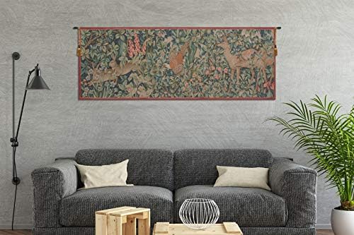 William Morris Rabbit, Pheasant, and Doe Tapestry Wall Hanging 19 x 51 in - Image 5