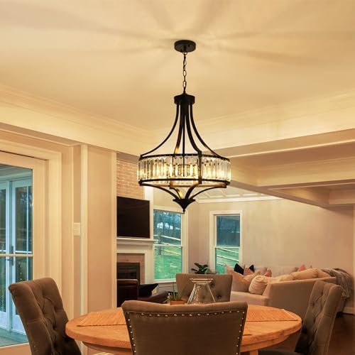 CNRATYE 5-Light Black Crystal Chandelier for Dining Room, Modern Farmhouse - Image 2