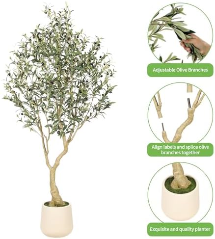 Realead 6ft Artificial Olive Tree with Tall Exquisite Planter - Image 5