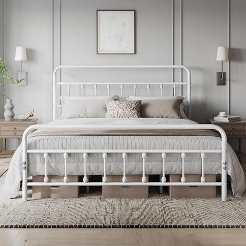 Yaheetech King Metal Platform Bed Frame, Victorian Headboard & Footboard by Yaheetech