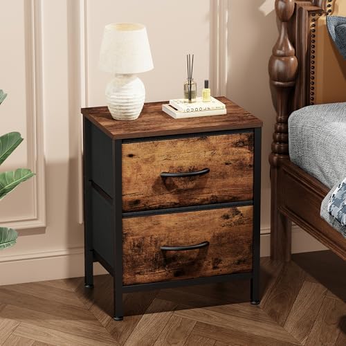 Sweetcrispy Nightstand Set of 2 with 2 Storage Drawers, Small Bedside Table - Image 2