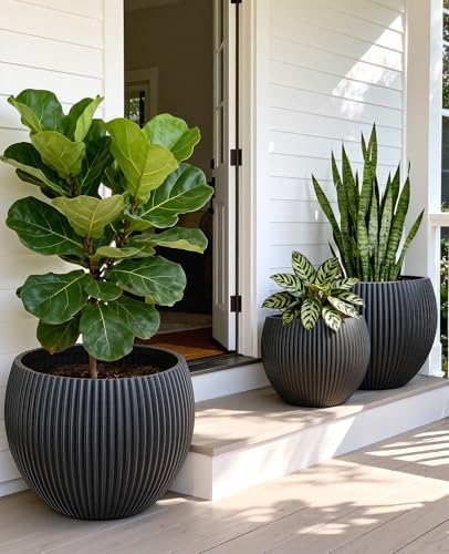 homenote 14.5/12/9.7 Inch Large Plastic Flower Pots with Drainage (3 Pcs) - Image 2