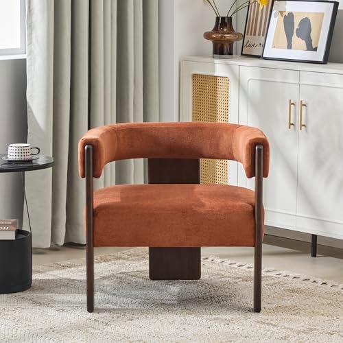 Christopher Knight Home Nettie Modern Accent Chair for Living Room, Velvet Fabric Single Lounge Sofa Chair with Wooden Frame, Comfy Reading Chair for Bedroom, Lounge Armchair with Cushion,Burnt Orange by ChristopherKnightHome