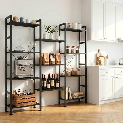 Triple Bookshelf, Free Standing Bookcase with Open Storage Shelves - Image 7
